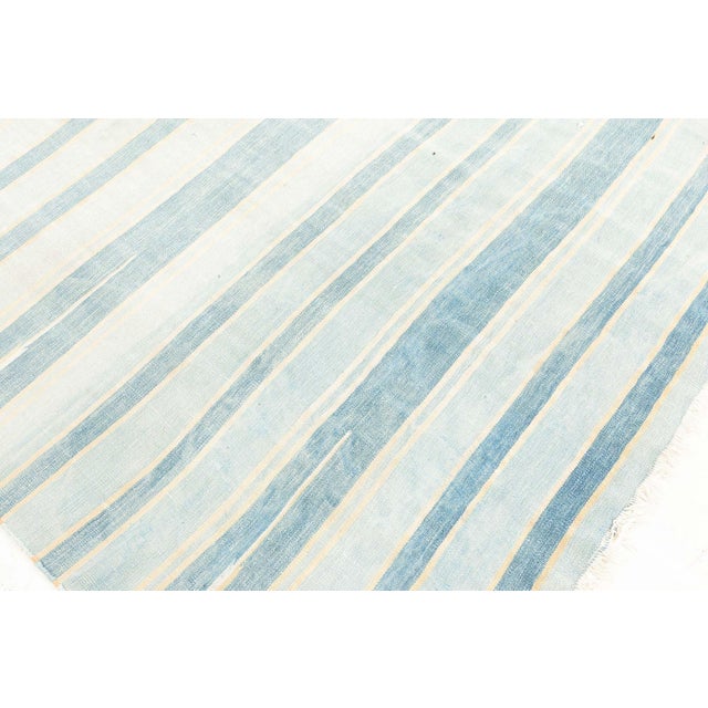 Blue Doris Leslie Blau Vintage Indian Dhurrie Rug For Sale - Image 8 of 9