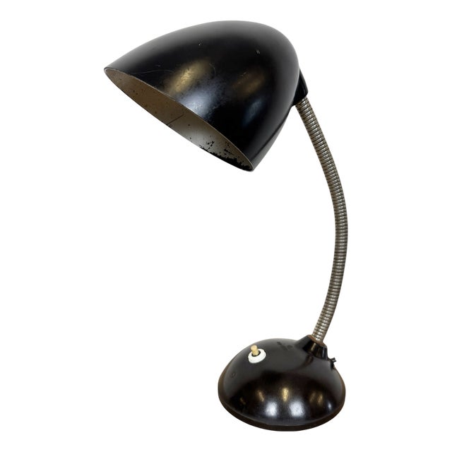 Vintage Brown Bakelite Gooseneck Table Lamp, 1960s For Sale