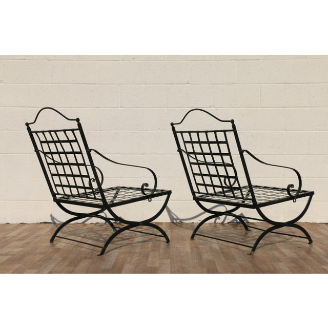 1970s Vintage Pair of French Wrought Iron Folding Patio Chairs by Hervé Baume | Outdoor Armchairs | France 1970s For Sale - Image 5 of 18