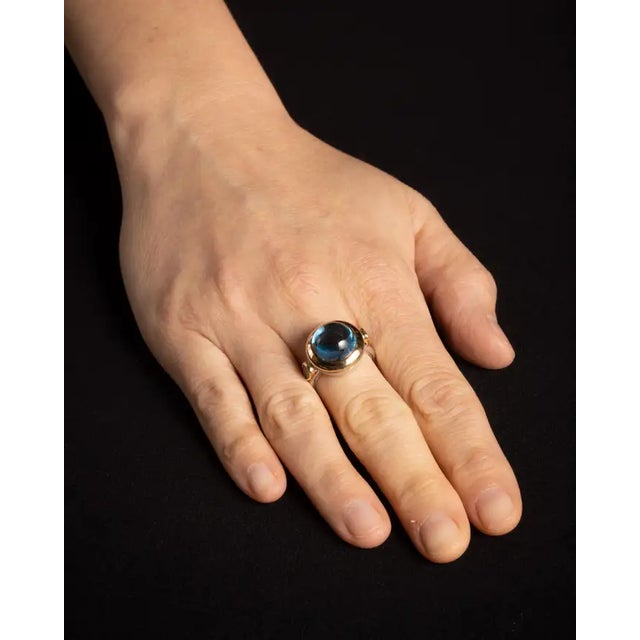 1990s 1990s Blue Topaz, Tanzanite and 18K Gold and Sterling Silver Ring, Size 7.25 For Sale - Image 5 of 5