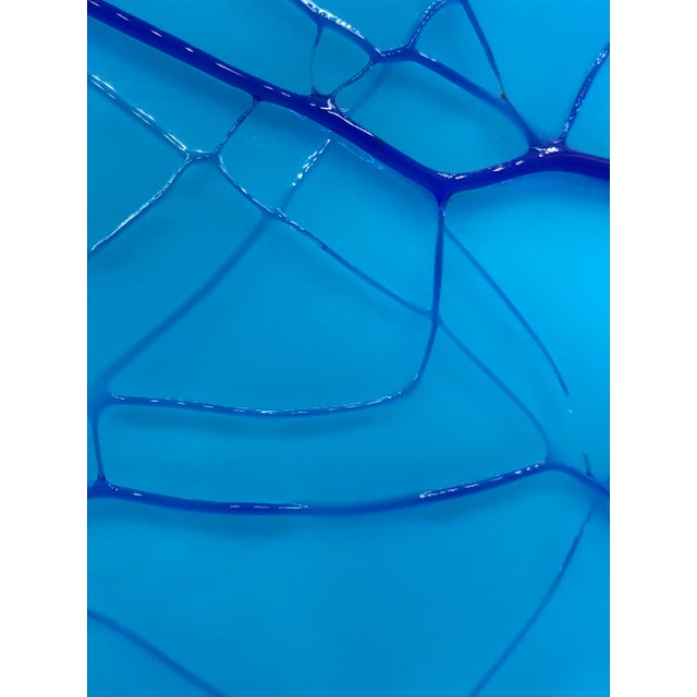 Art Nouveau Vintage 1980s Murano Style Hand Blown Threaded Art Glass Vase For Sale - Image 3 of 9