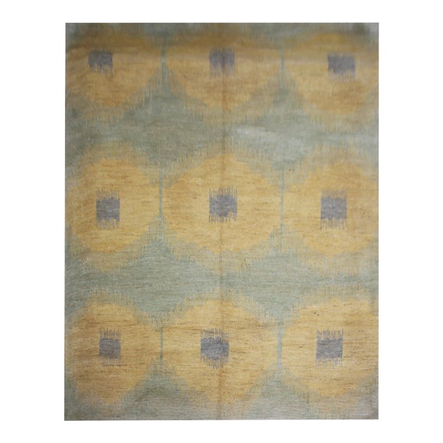 Hand Knotted Ikat Rug by Aara Rugs Inc. - 10′ × 13′11″ For Sale