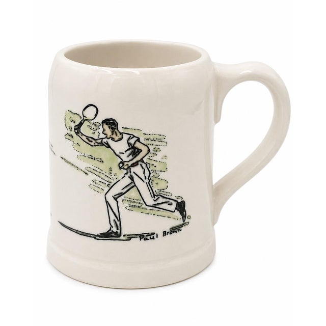 Ivory Vintage Paul Brown Tennis Player Ceramic Mug For Sale - Image 8 of 12