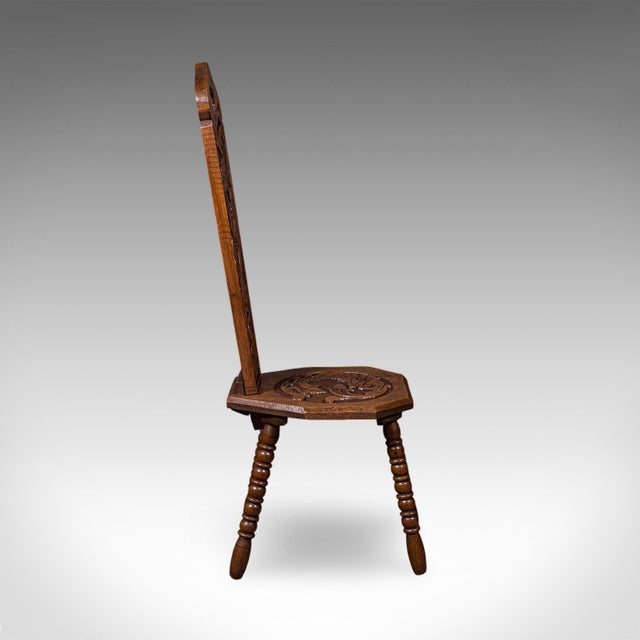 Victorian Antique Pembrokeshire Spinning Chair, Welsh, Oak, Work Seat, Stool, Victorian For Sale - Image 3 of 10