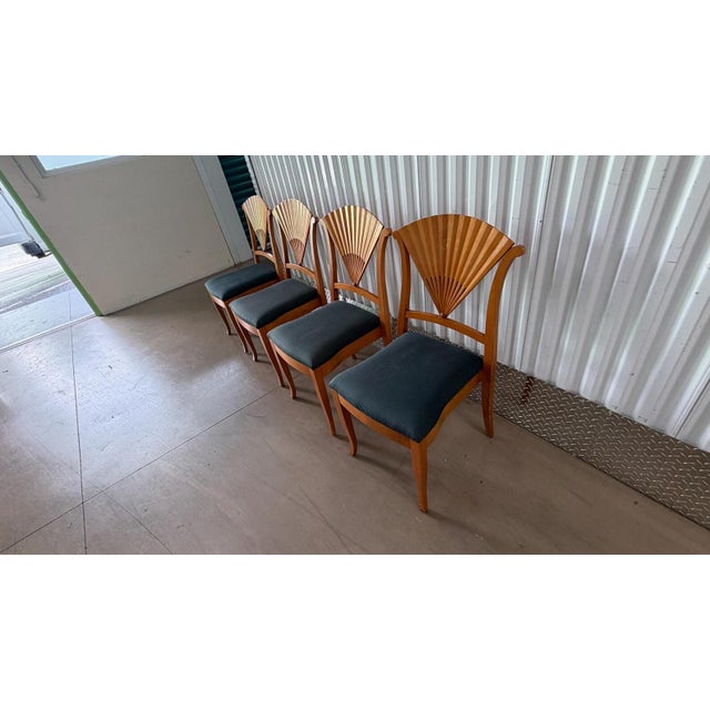 1960s Set of 4 Wood Fan Dining Chairs For Sale - Image 4 of 4