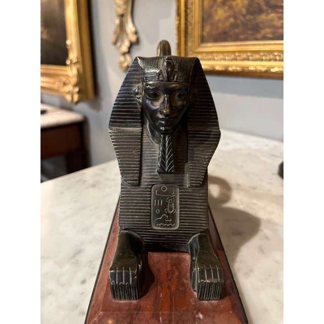 Circa 1875 Reclining Bronze Sphinx Door Stop For Sale - Image 4 of 6