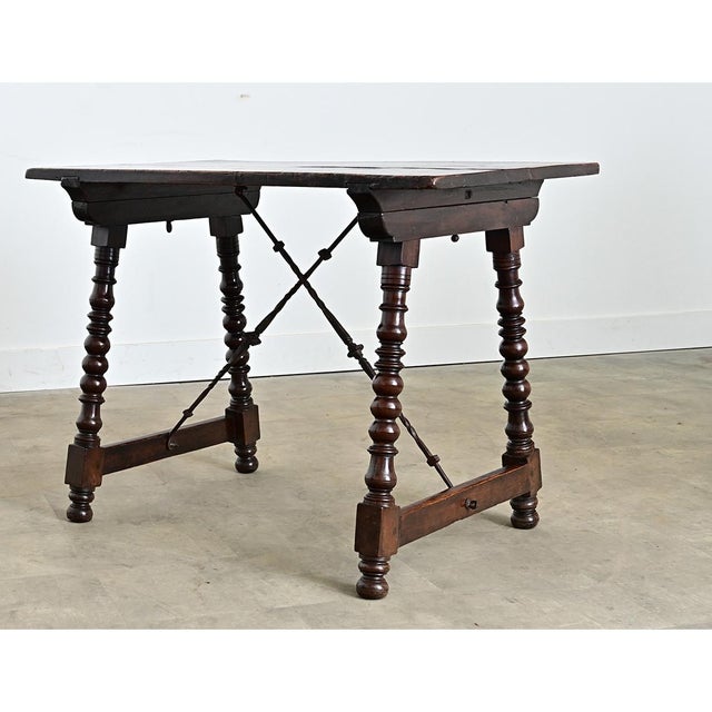Spanish 18th Century Chestnut & Forged Iron Table For Sale - Image 11 of 13
