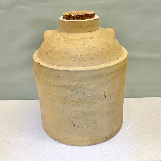 Wood Large Antique Stoneware Jug With Cork Lid and Bail Handle For Sale - Image 7 of 11