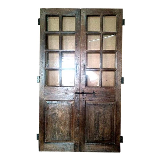 French Door Set Two Raised Panel For Sale