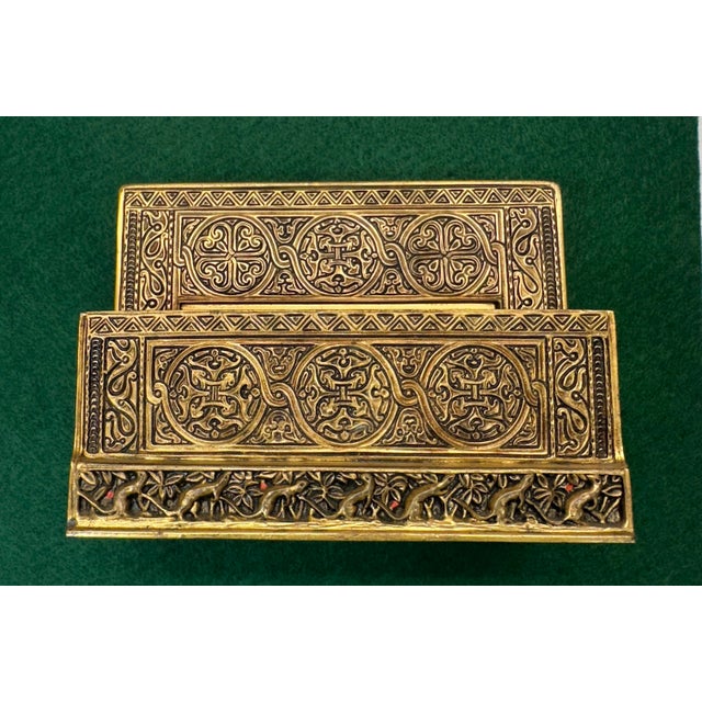 Gold Early 20th Century Tiffany Studios New York 1643 Venetian Bronze Note Pad Holder Desk Blotter For Sale - Image 8 of 16