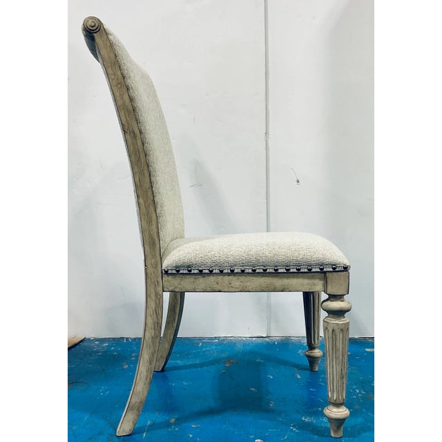 French Transitional French Style Linen Dining Chairs Set of 4 For Sale - Image 3 of 10