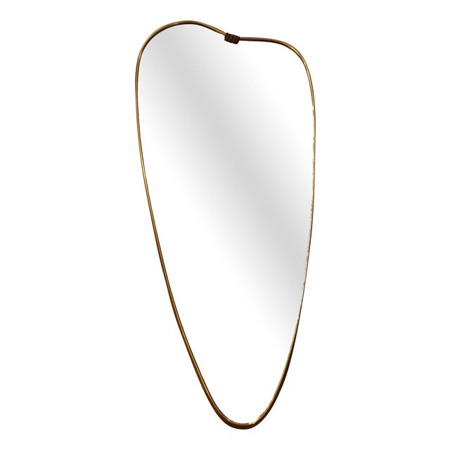 Italian Brass Wall Mirror in the style of Gio Ponti, 1950s For Sale