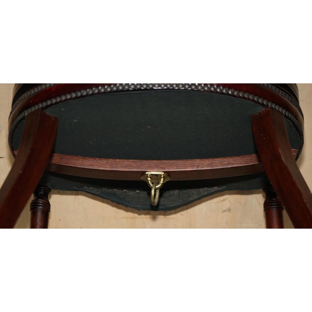 Oxblood Leather Chesterfield Captain's Chairs with Floor Lock Rings, Set of 2 For Sale - Image 15 of 18