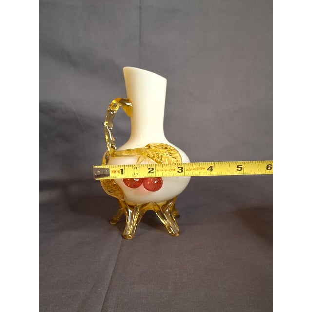 Stevens & Williams Antique Stevens & Williams Custard Uranium Glass Vase Applied Cherries Victorian C. 1880s For Sale - Image 4 of 18