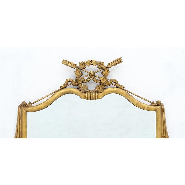 1920s c1920s Shield Shape Arrows Coat of Arms Decorated Gilt Wall Mirror For Sale - Image 5 of 9