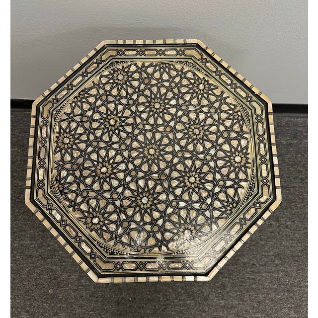 1970s Vintage Inlaid Mother of Pearl Octagon Table Damascus For Sale In Detroit - Image 6 of 7