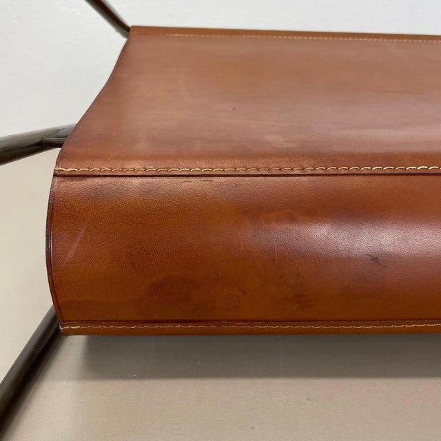 Brass and Brown Leather Magazine Holder attributed to Carl Auböck, Austria, 1950s For Sale - Image 18 of 18