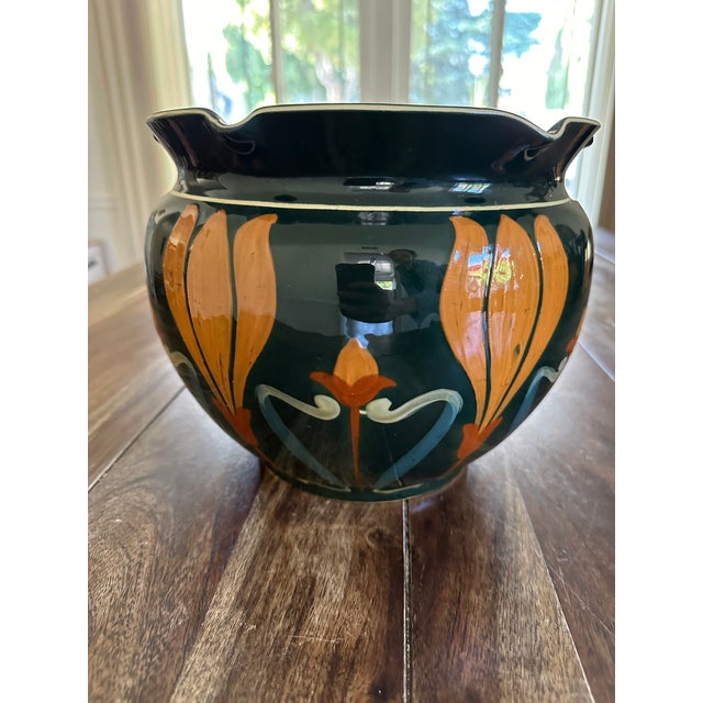 Beautiful, English, Arts and Crafts flower pot. No designer mark on the bottom. Date is circa late 1880s. Originally...