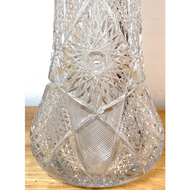 Monumental American Brilliant Period Exhibition Cut Glass Trumpet Vase, Hawkes For Sale - Image 13 of 18