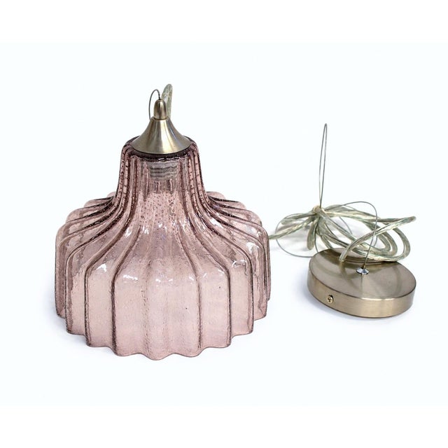 Mid 20th Century Mouth Blown Glass Mauve Pendant Light Shade Excellent Condition For Sale - Image 10 of 11