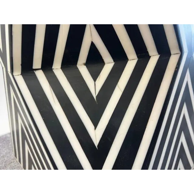 Art Deco Style Black & White Resin Sculptural Side End Table or Stool, a Pair For Sale - Image 16 of 17