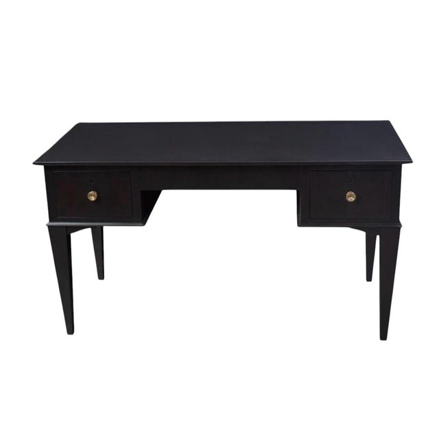 French Vintage Maison Jansen Style Directoire Ebonized Writing Desk For Sale - Image 3 of 4