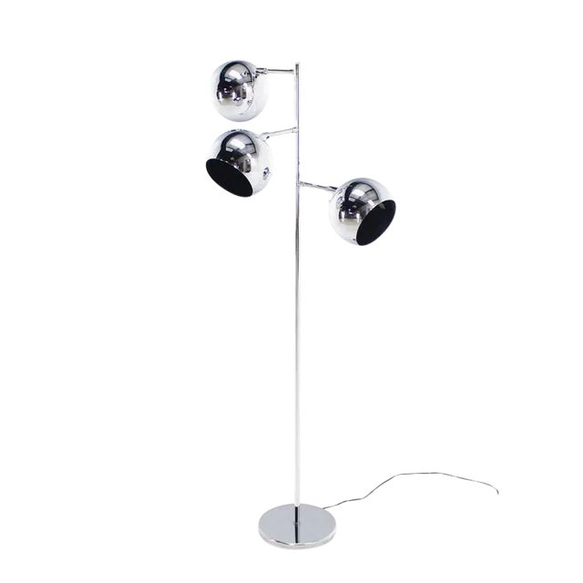 Chrome Koch Lowy Three Globe Shades Chrome Adjustable Floor Lamp For Sale - Image 8 of 8