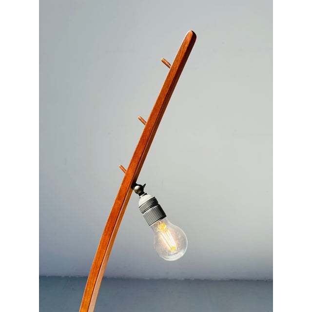 Brown Vintage Teak Dornstab Floor Lamp by J.T. Kalmar & A. Pöll , Austria, 1947 For Sale - Image 8 of 17