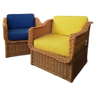 Set of Wicker Armchairs in the style of Rodi Serie for Vivai Del Sud, 1970s For Sale