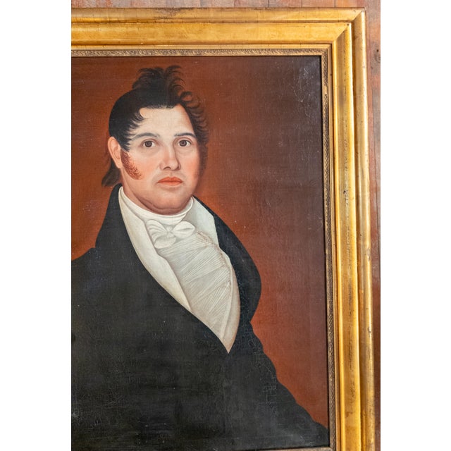 19th Century American Folk Art Portrait Painting of a Gentleman, Style of Ammi Phillips For Sale In New York - Image 6 of 16