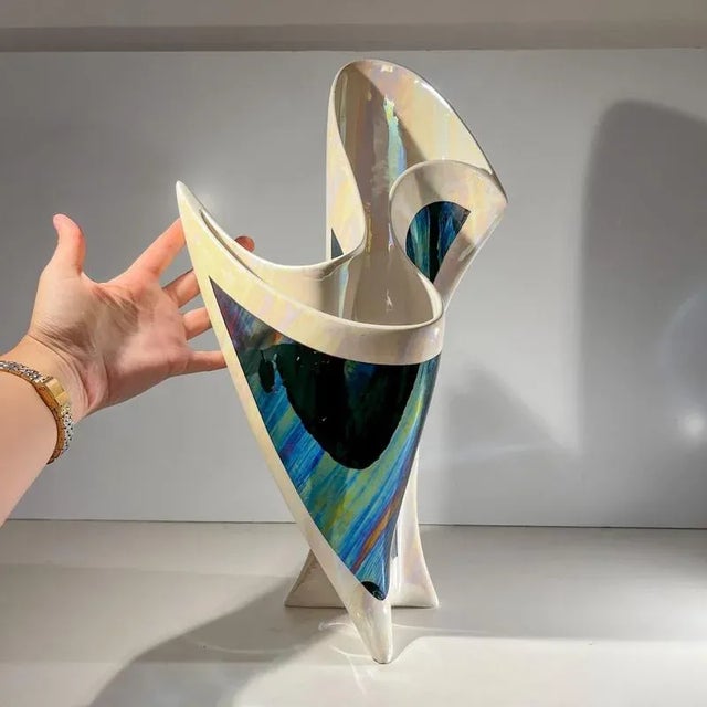 Sculptural Iridescent Ceramic Vase, 1960s-1970s For Sale - Image 3 of 15