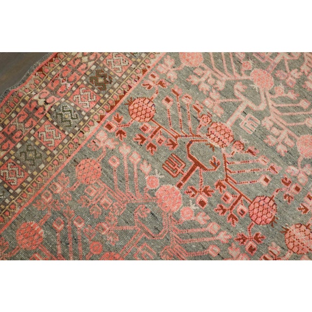 Gray Vintage East Turkestan Gray Salmon Pomegranate Rug - 6'6" x 12'9" For Sale - Image 8 of 8