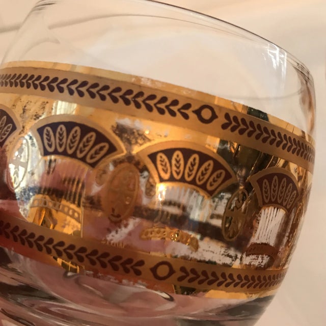 Glass Culver “Festival” Punch Bowl Roly Poly Glasses - Set of 3 For Sale - Image 7 of 10