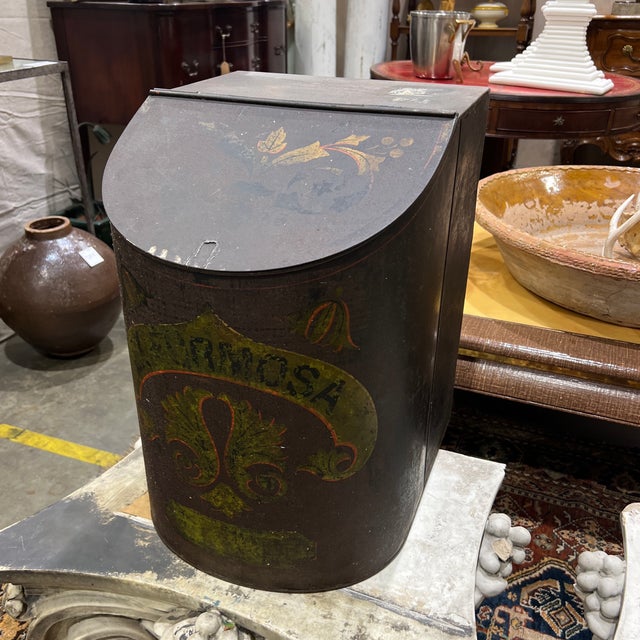 Antique English Extra Large Tole General Store Tea Bin Canister For Sale - Image 4 of 10