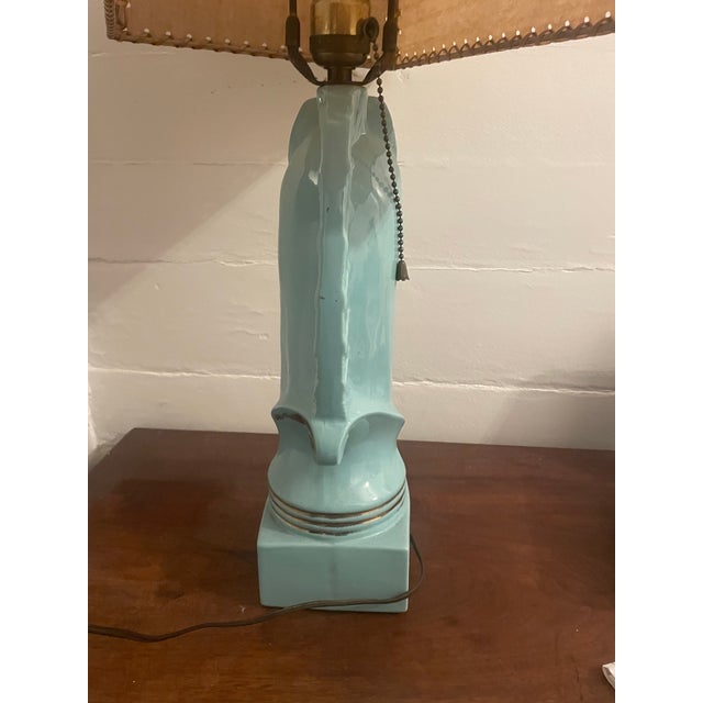 Robin's Egg Blue 1950’s Turquoise Blue Howell Ceramic Horse Lamp For Sale - Image 8 of 12
