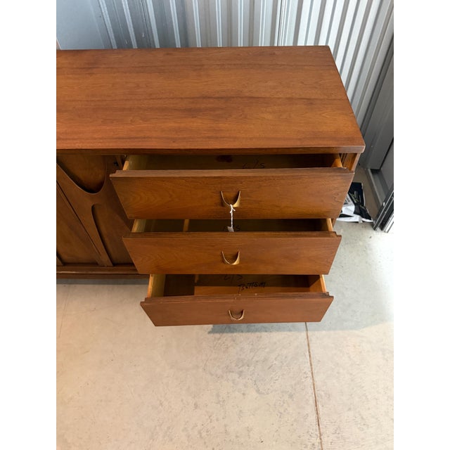 Mid 20th Century Mid 20th Century Broyhill Brasilia Long Lowboy Triple Dresser - Attributed For Sale - Image 5 of 6