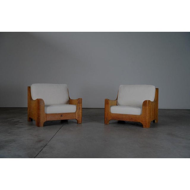 Vintage Belgian Oak Lounge Chairs with Linen Cushions, 1950s, Set of 2 For Sale - Image 15 of 15