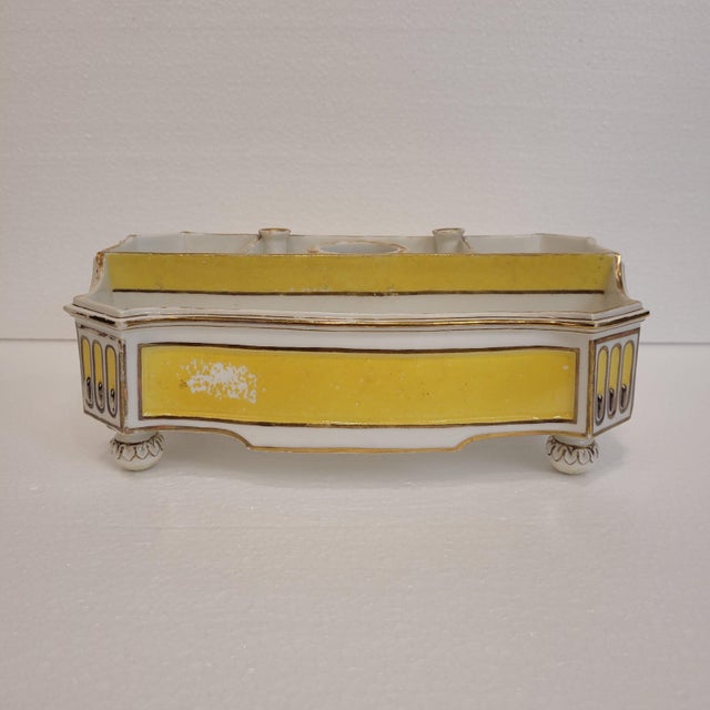 Ceramic Yellow and Gold Writing Set in Porcelain, 1800s For Sale - Image 7 of 18