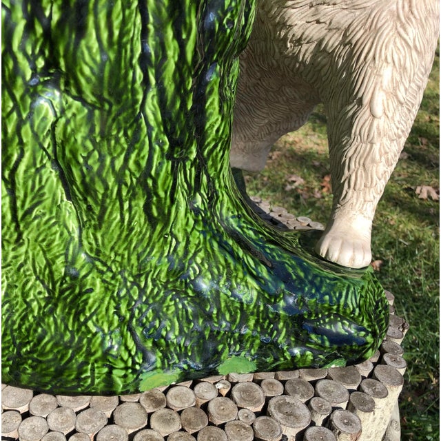 Green Early 20th Century Majolica Umbrella/Cane Stand With Bear For Sale - Image 8 of 9