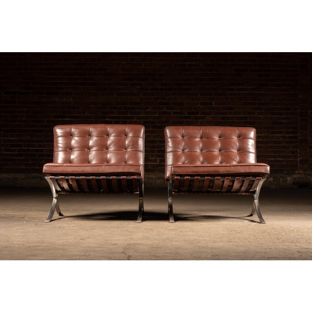 Modern Pair of Barcelona Chairs - Mies Van Der Rohe for Knoll For Sale - Image 3 of 16