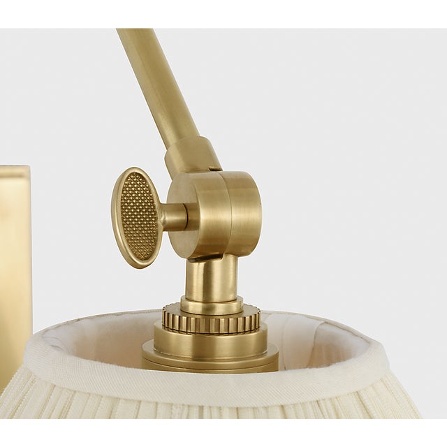 Wimberley Double Library Wall Light in Soft Brass with Silk Pleated Shade Designer: Marie Flanigan Finish: Soft Brass...