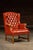 Traditional Vintage Wingback Tufted Armchair With Ottoman in Burnt Orange For Sale - Image 3 of 12