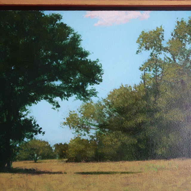 1980s Late 20th Century Original Impressionist Oil Painting by William Rabon of Oklahoma Pastoral Landscape Scene Framed Mid-Century For Sale - Image 5 of 15