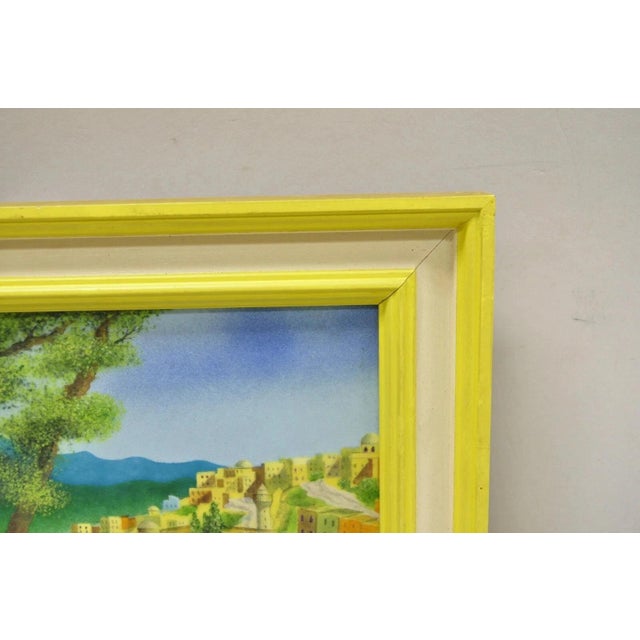 Late 20th Century Daniel Belliard Enamel on Copper Small Framed Painting Yellow Countryside For Sale - Image 4 of 10
