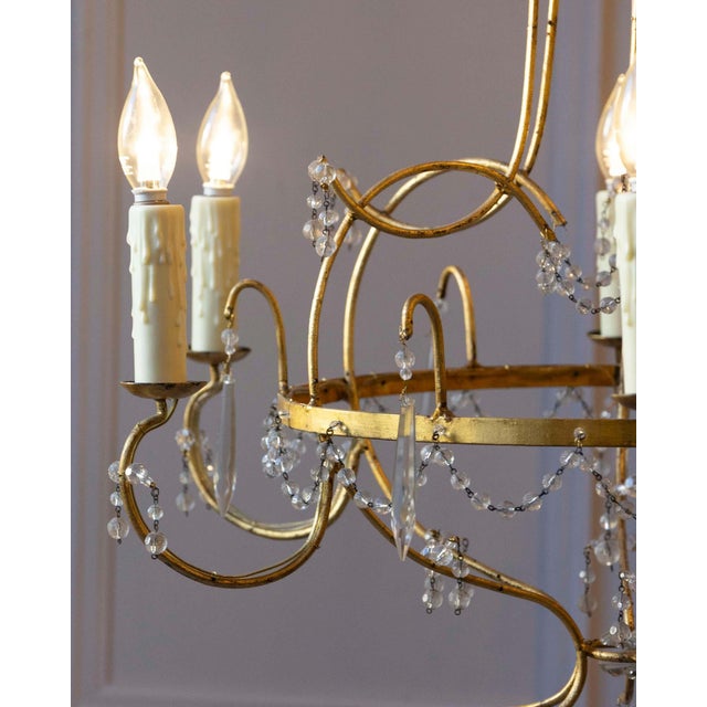 Italian 18th Century Maria Teresa Gilt Iron and Crystal Chandelier For Sale - Image 3 of 10