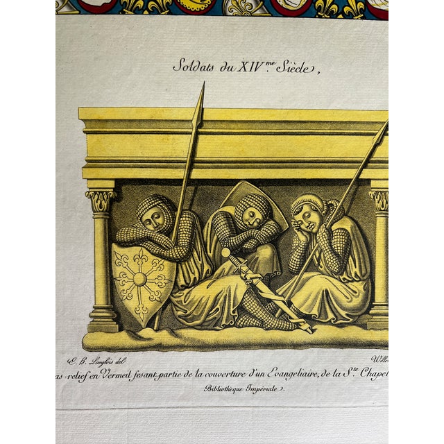 This print depicts a portion of stained glass in a church from Normandy, France. It was created by the artist Nicolas...
