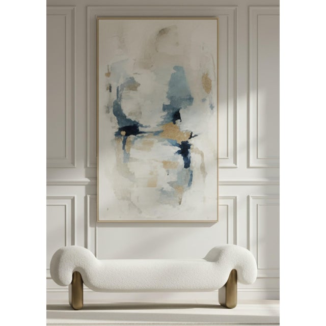 Brad Modern White Bouclé Bench with Sculptural Curves and Cast Iron Base For Sale In Los Angeles - Image 6 of 6