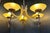 1960s Midcentury Modern Wood and Brass 5-Light Chandelier With Starburst Shades For Sale In New York - Image 6 of 12