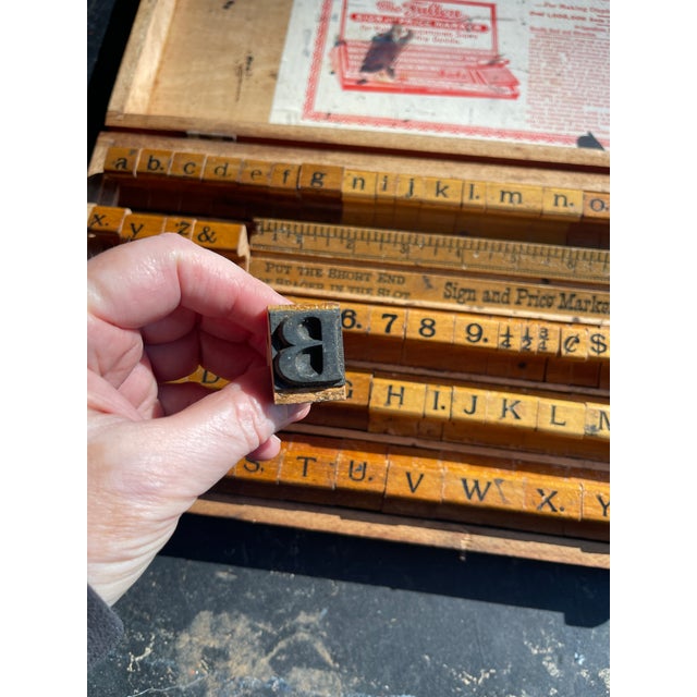 Mid 20th Century Vintage Wood Rubber Stamping Set in Case Alphabet Upper Lower Numbers For Sale - Image 5 of 12