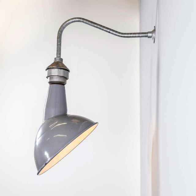 Industrial Grey Benjamin Crysteel Enamelled Parabolic Lamp, 1950s For Sale - Image 10 of 10